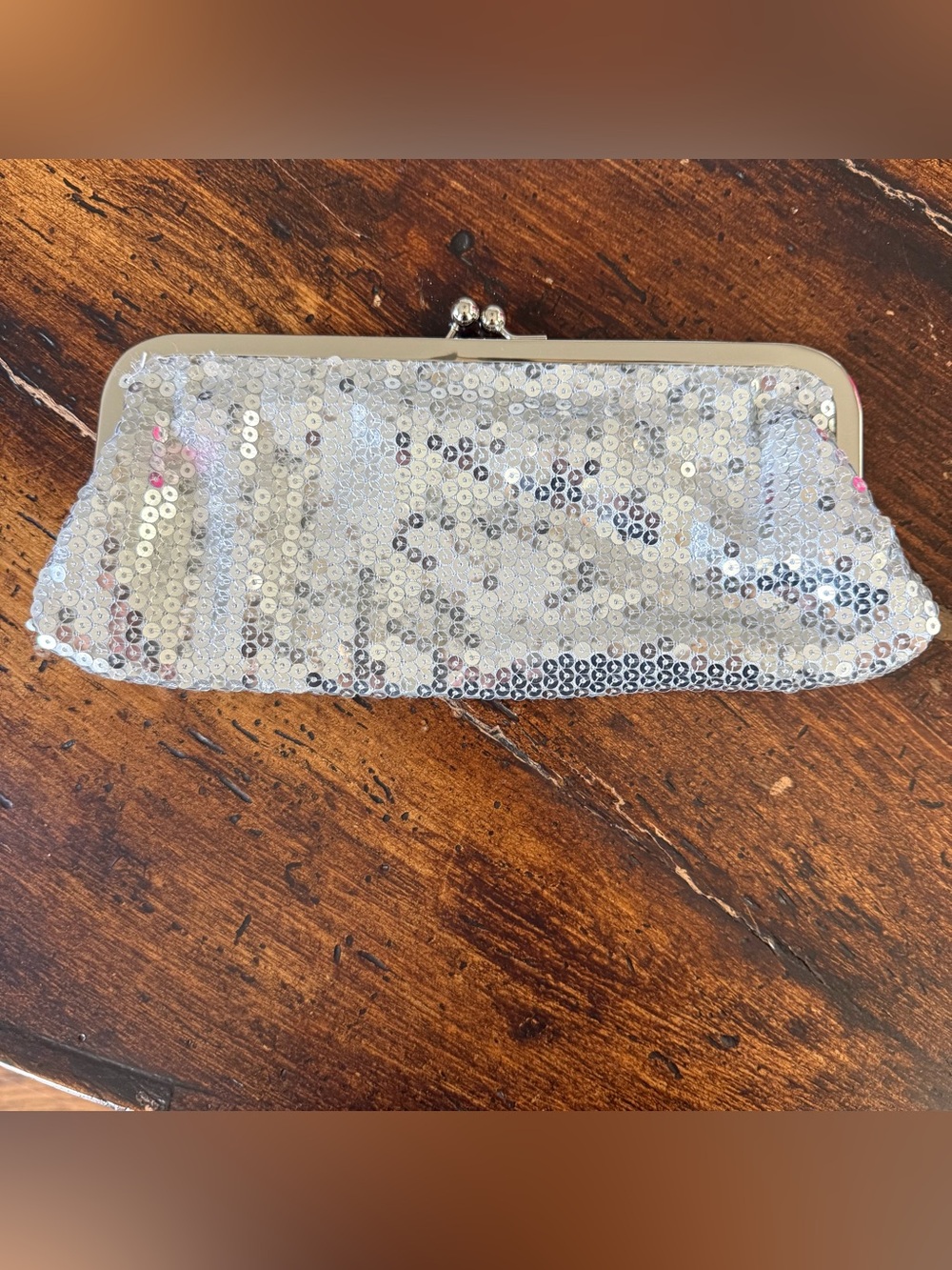Silver Sequin Clutch